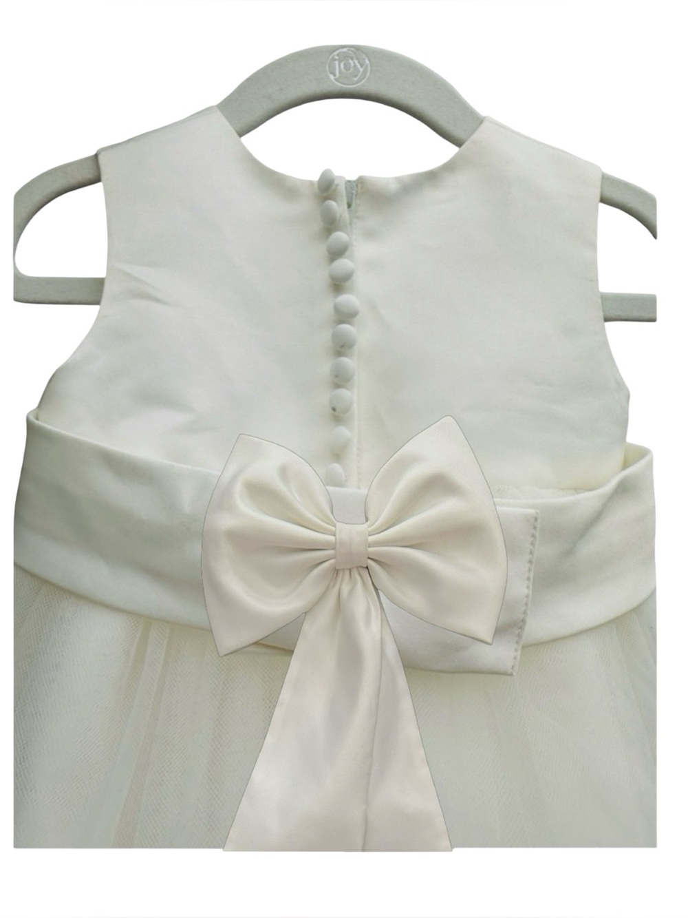 DAVID’S BRIDAL Ivory Flower Girl Dress Size 18M Sleeveless Tulle Skirt - Picture 3 of 7